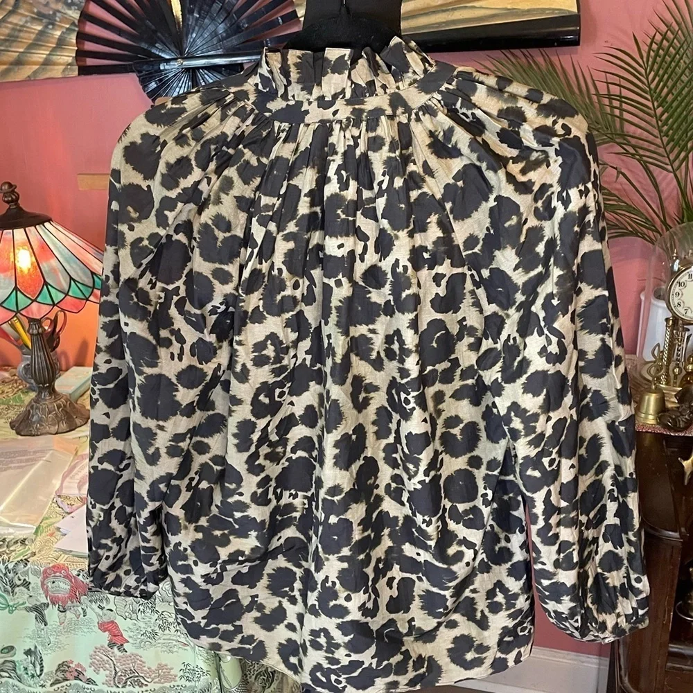 Current Elliott NWT Annabelle Silk blend blouse leopard print Tag size 1 $228